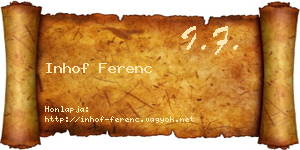 Inhof Ferenc névjegykártya
